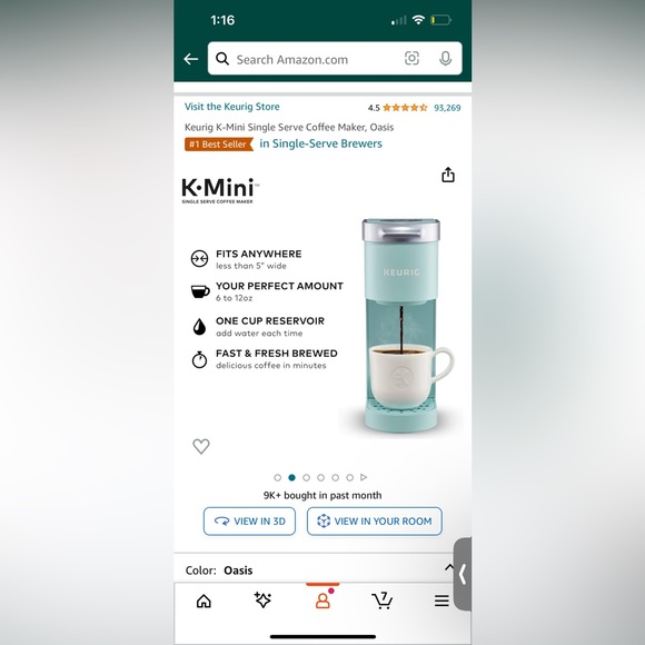 NWT Keurig K-Mini Single Serve Coffee Maker, Oasis - Picture 2 of 9